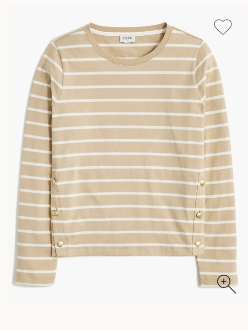 J. Crew Tan & Cream Striped Button-Accent Top Sz L